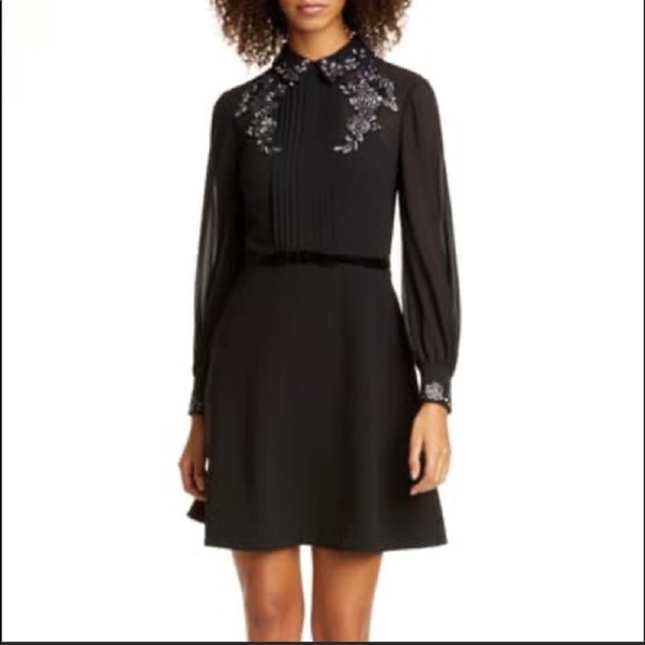 Ted Baker Embroidered Collar Long Sleeve Shirtdress - Picture 2 of 15